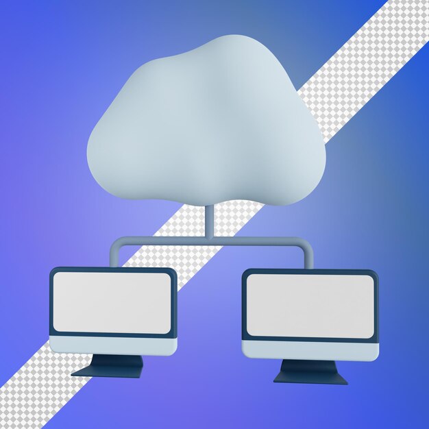 cloud computer network 3d illustration