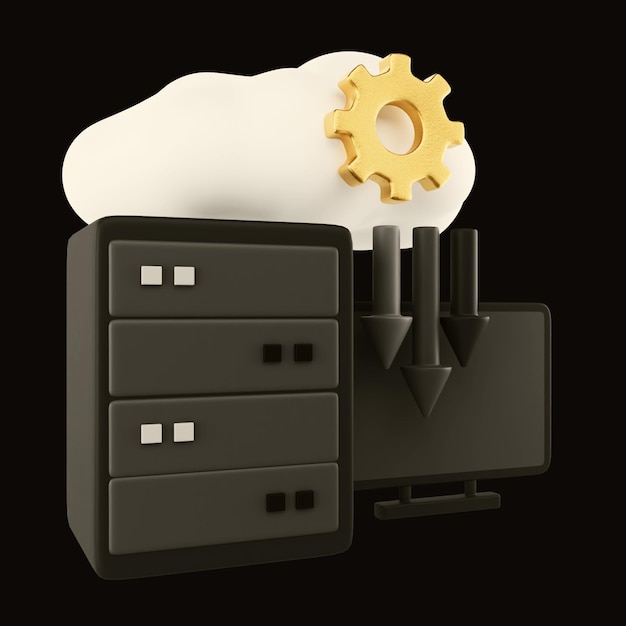 Cloud Computing Server and Data Processing Illustration