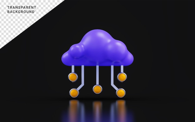 cloud computing sign on dark background 3d render concept for data store server file information