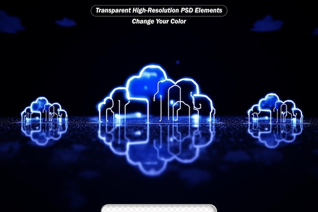 PSD cloud computing technology internet on blue background