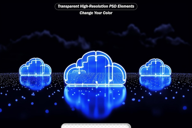 PSD クラウド・コンピューティング・テクノロジー - 青い背景のインターネット