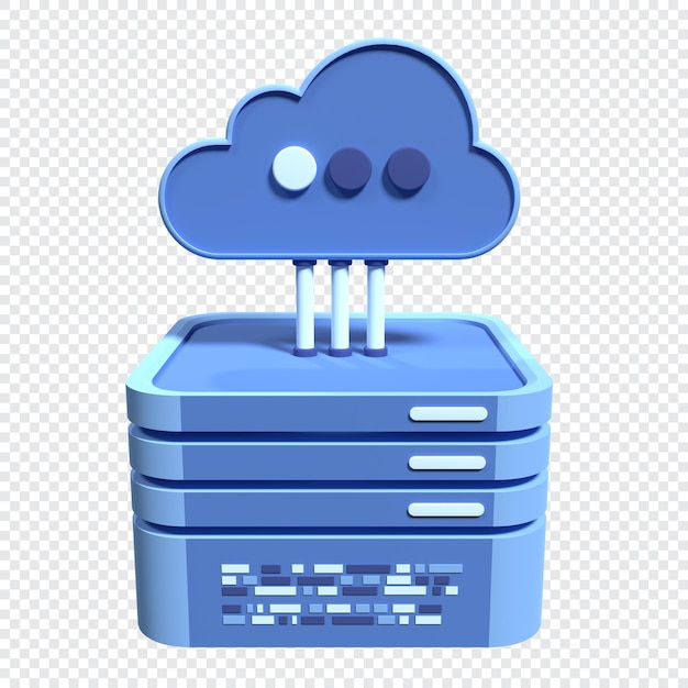 Cloud computing teknologi Cloud datacenter med hosting server Cloud service 3D rendering Netværk og database Cloud storage 3D rendering illustration