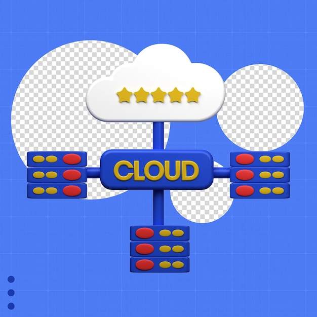 PSD illustrazione del rendering 3d della connessione cloud