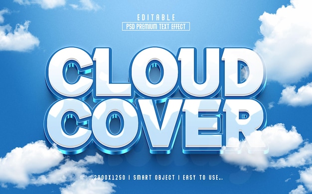 Cloud cover 3d editable psd text effect style