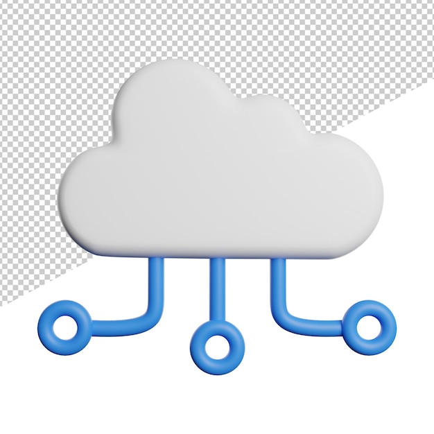 PSD cloud data storage vooraanzicht 3d pictogram rendering illustratie op transparante achtergrond