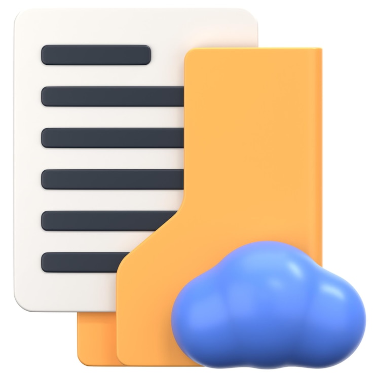 PSD cloud folder with sign cloud 3d icon illustration low poly style