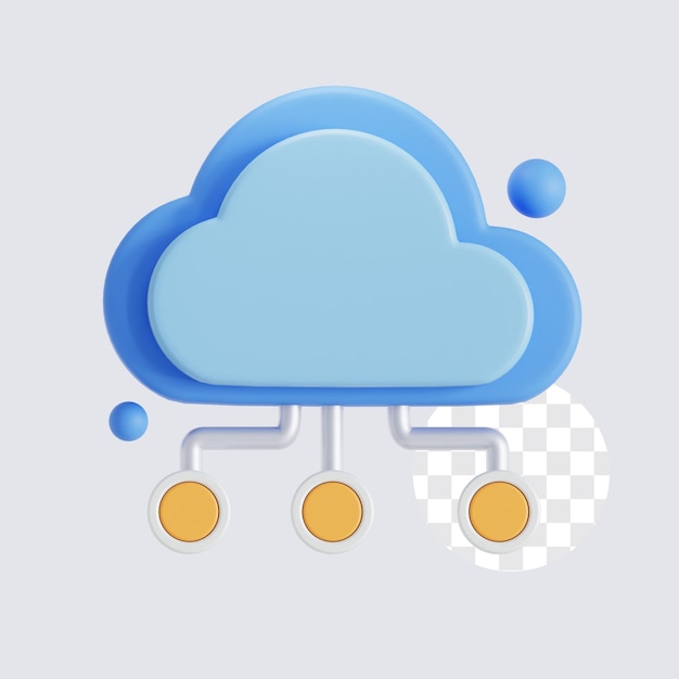 Cloud geïntegreerd netwerk 3D icoon