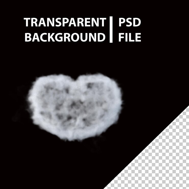 PSD 雲ハート形png