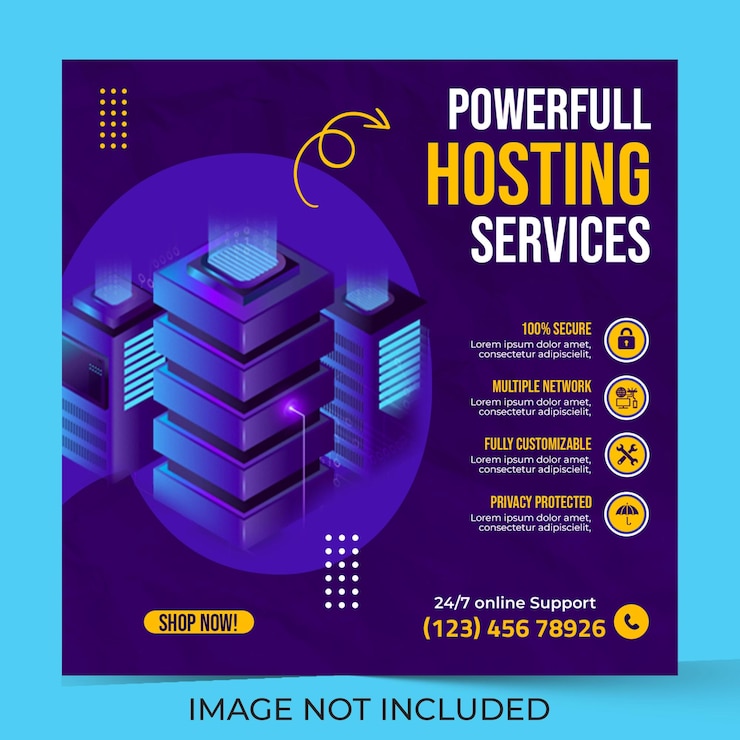 PSD cloud hosting server business promotion social media banner instagram post template