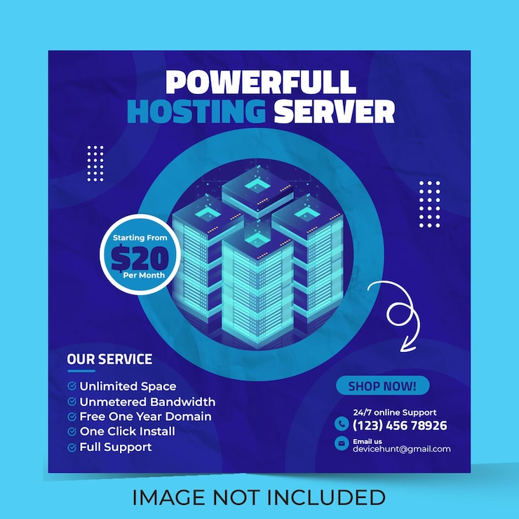 PSD cloud hosting server business promotion social media banner instagram post template
