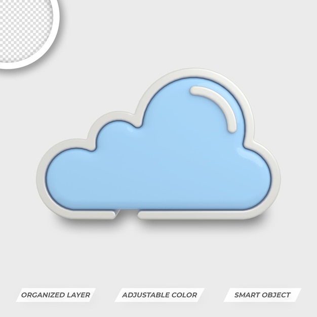 Cloud icon 3d center view premium psd