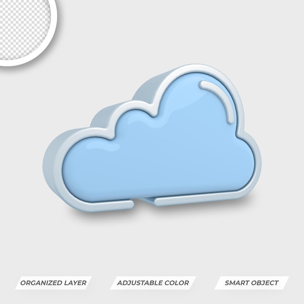 Cloud Icon 3D Left View Premium PSD