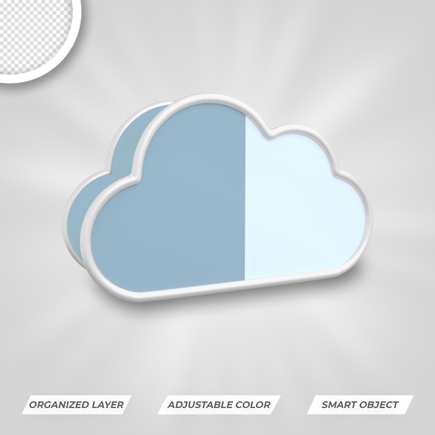 PSD cloud icon 3d left view premium psd