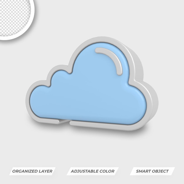 PSD cloud icon 3d right view premium psd