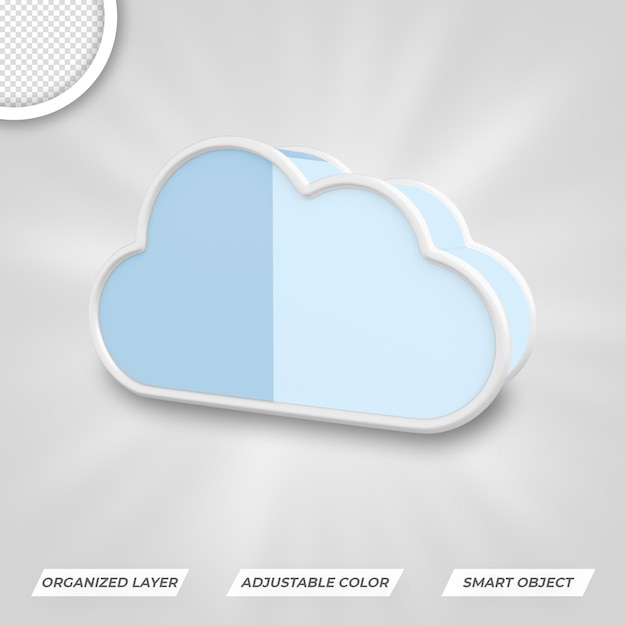 Cloud Icon 3D Right View Premium PSD