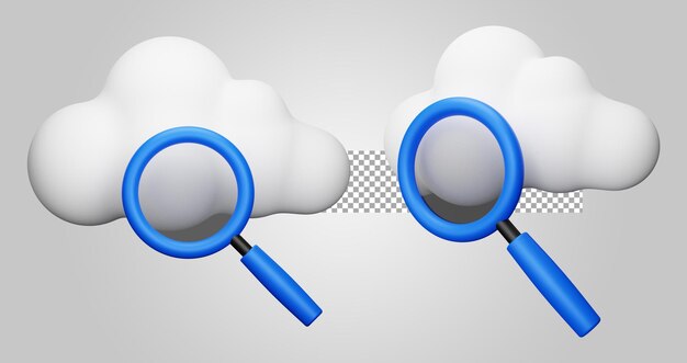 Cloud internet search on transparent background 3d render