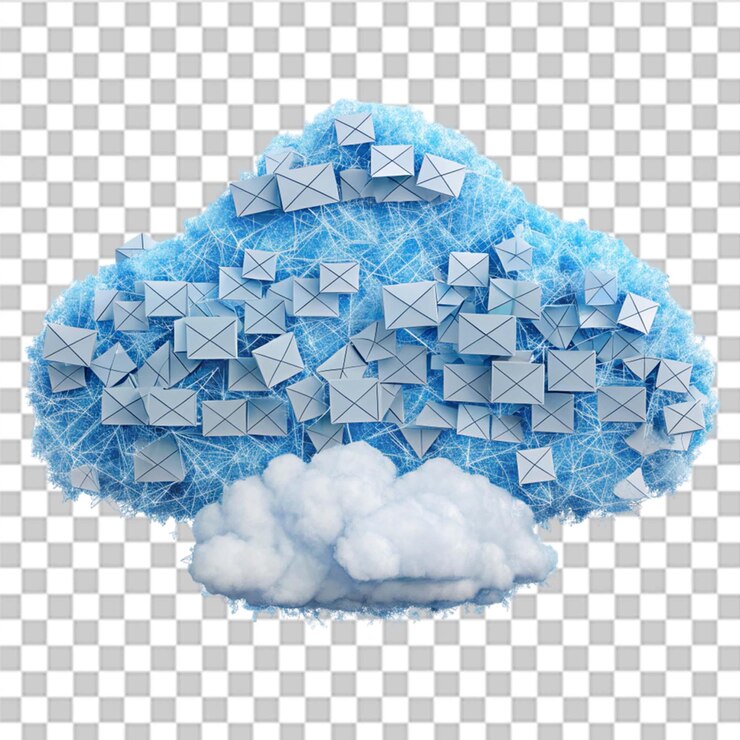 PSD cloud messages isolated on transparent background