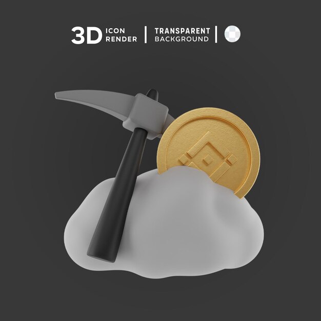 PSD cloud mining 3d illustration rendering 3d icon colored isolated