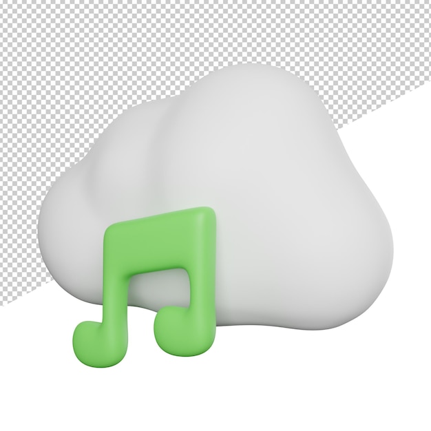 Cloud Music Internet Boczny Widok Renderowania 3d Ikona Ilustracja Na Przezroczystym Tle