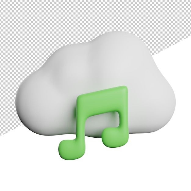 PSD cloud music internet widok z przodu ikona ilustracja renderowania 3d na przezroczystym tle