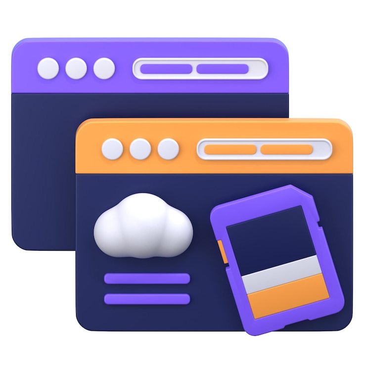 PSD cloud sd card 3d illustration icon pack element