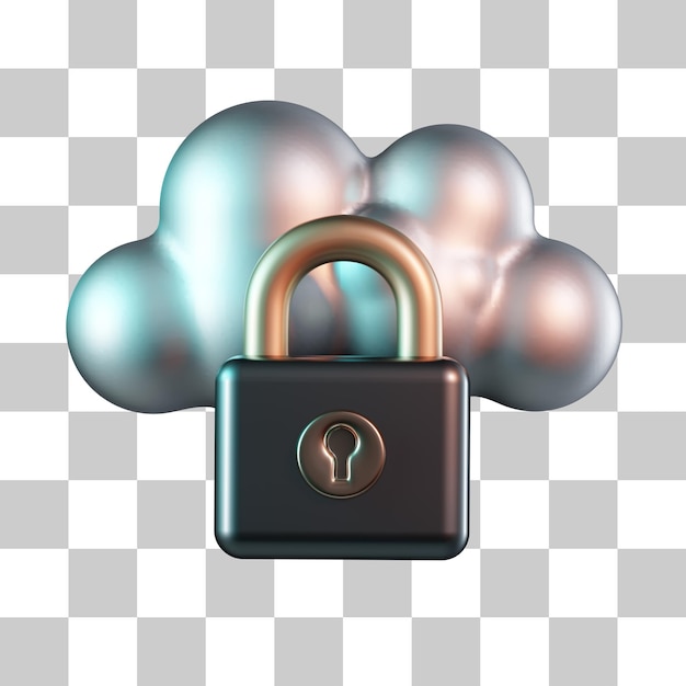 Icona 3d di sicurezza cloud