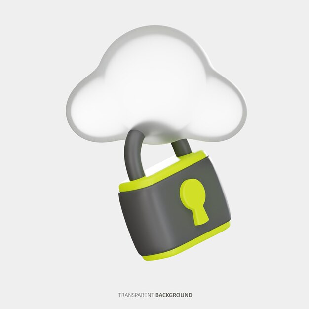 PSD illustrazione 3d della sicurezza cloud