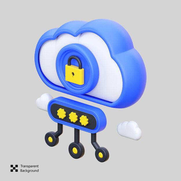 PSD icona 3d di cloud security