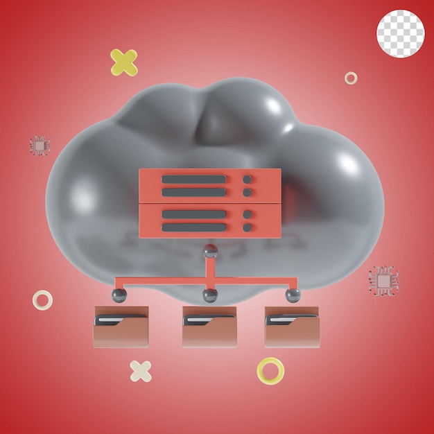PSD cloud server 3d icoon