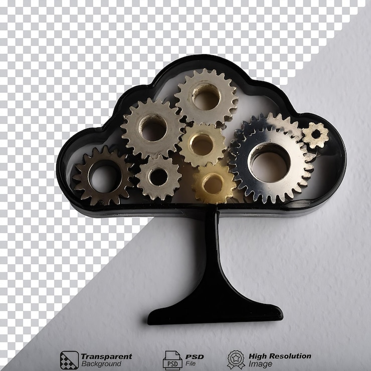 PSD cloud settings shape glass isolated on transparent background