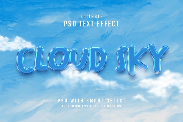PSD cloud sky text effect psd editable design