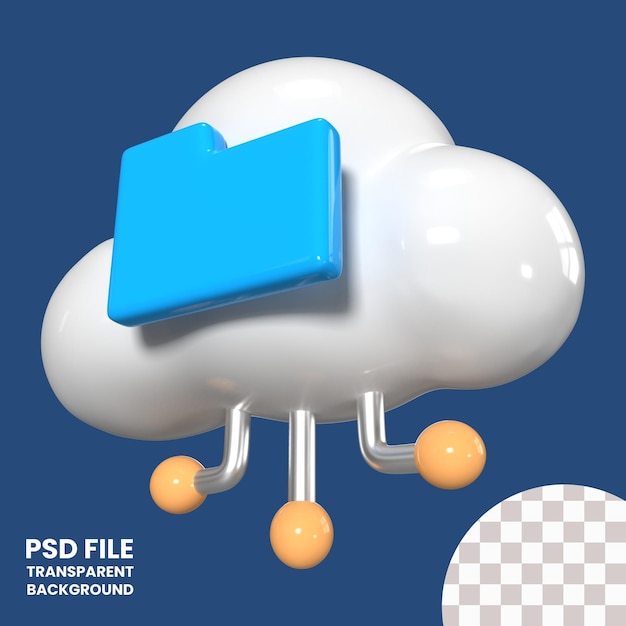 PSD iconica di illustrazione 3d di cloud storage