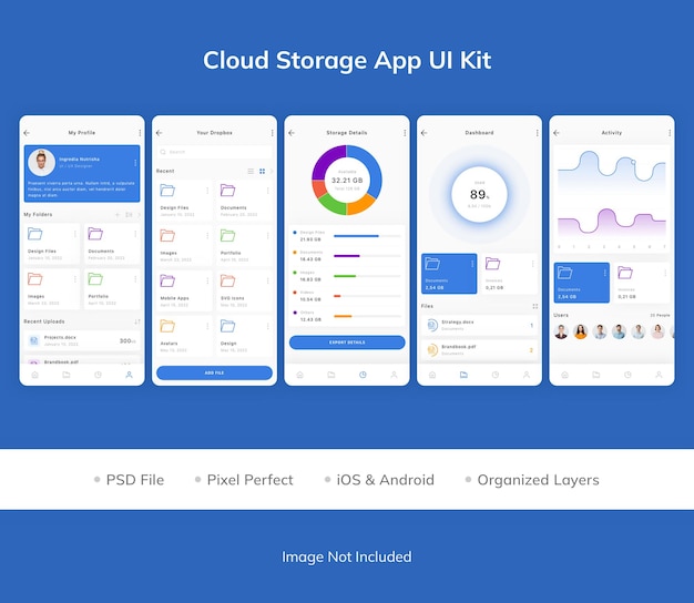 Kit interfaccia utente dell'app cloud storage