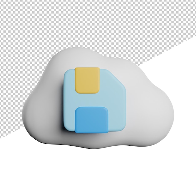 Cloud storage file front view 3d rendering icon illustration on transparent background