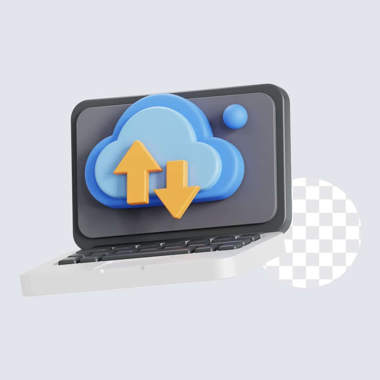 PSD 노트북 3d 아이콘을 위한 클라우드 스토리지