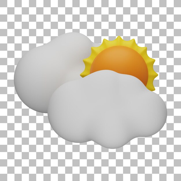 PSD cloud and sun 3d illustration