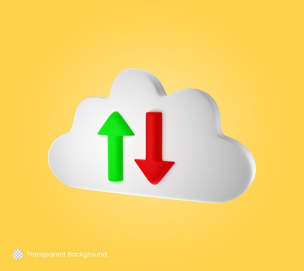 Cloud system computing upload and download 3d render illustration