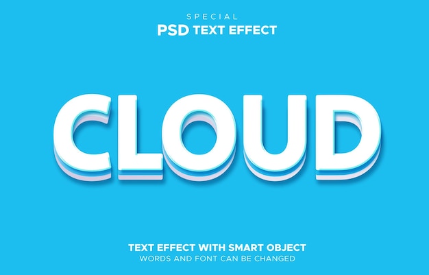 Cloud text effect 3d editable smart object