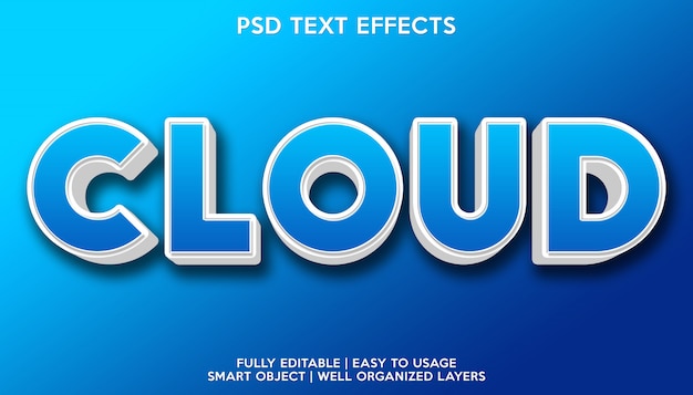 PSD modello di effetti di testo nuvola