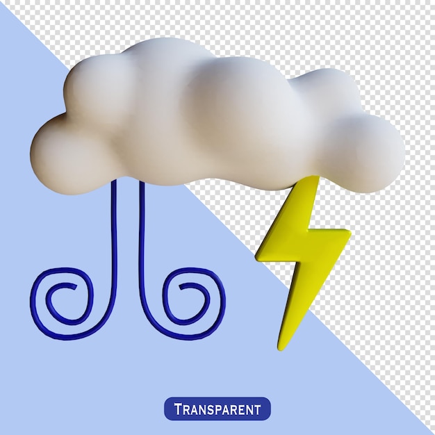 PSD cloud thunder air 3d illustration