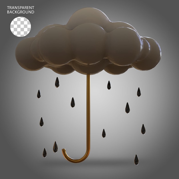 PSD cloud umbrella icona di pioggia meteo isolato illustrazione renderizzata in 3d