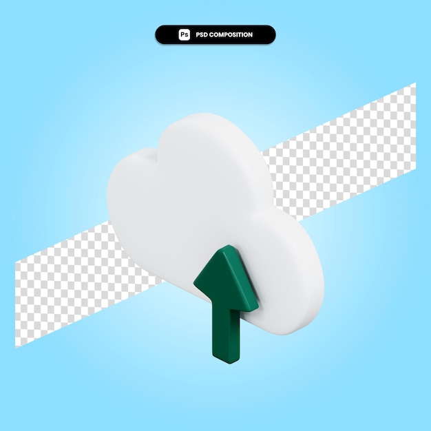 Cloud upload 3d render illustration isolated