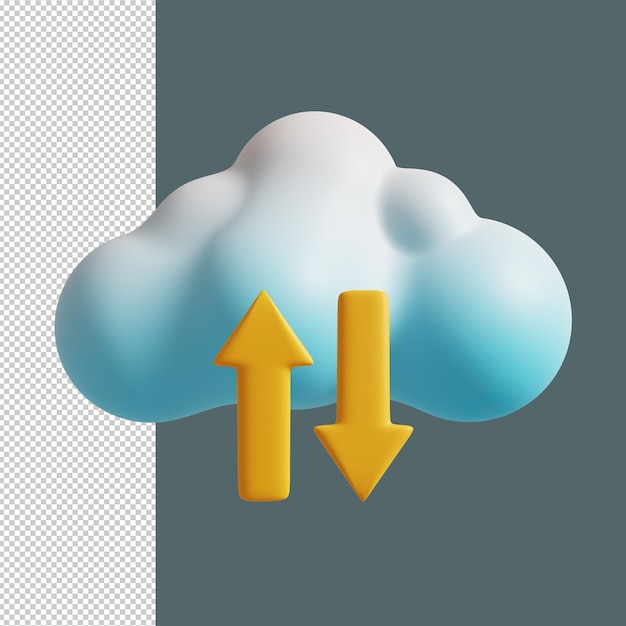 Cloud upload icon 3d render premium psd