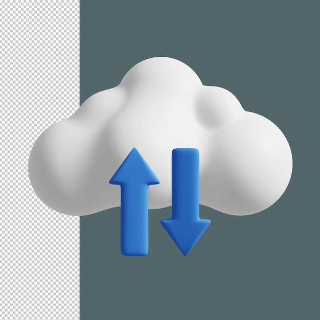 Cloud upload icoon 3D Render Premium PSD