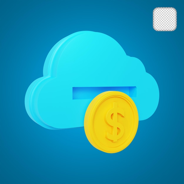 PSD cloud with dollar 3d illustration