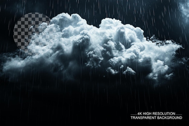 PSD a cloud with rain and thunder on transparent background