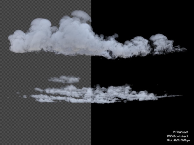 PSD clouds isolated 3d render