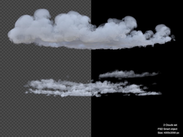 PSD clouds isolated 3d render