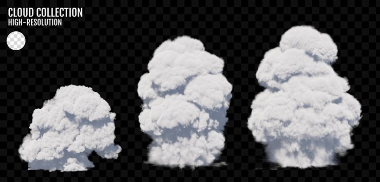 PSD clouds set isolated on transparent background white cloudiness mist or smog background