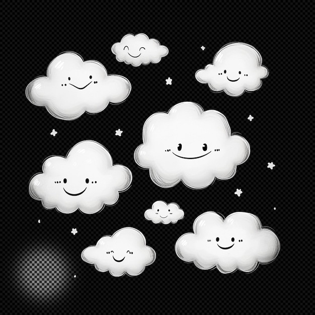 Clouds smiling face isolated transparent background